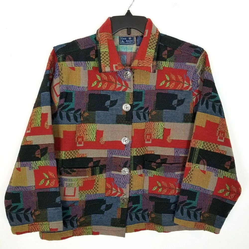 Jane Ashley Women Jacket Bohemian Cotton Coat Sz‎ XL Boho Hippie Jacket Heavy